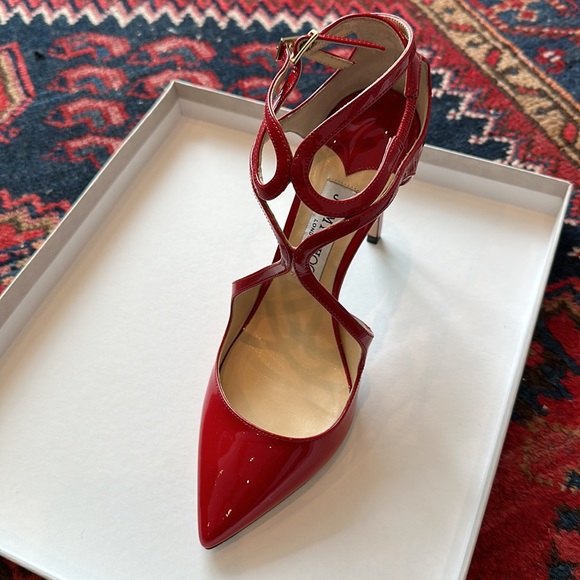 Jimmy Choo New Lancer 100 in patent red. Size 38.5 - Picture 4 of 12